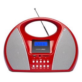 HANNLOMAX HX-510R Portable AM/FM Radio with USB/SD Port for MP3 Playback, Bluetooth and Aux-in (Red)