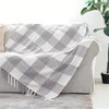 Grey White Buffalo Plaid Decor Blanket, Lightweight Soft Chenille Check