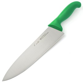 CURTA 10-inch Commercial-Grade Chef's Knife, NSF Listed, Ergonomic, Non-slip Green Handle, High Carbon 420 Stainless Steel Forged Blade Straight Edge, Dishwasher Safe, Rust Proof