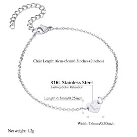 FindChic Stainless Steel Bracelet Anklet with 26 Letter Heart Pendant Summer Partner Bracelet Anklet with Gift Box for Women, Stainless Steel
