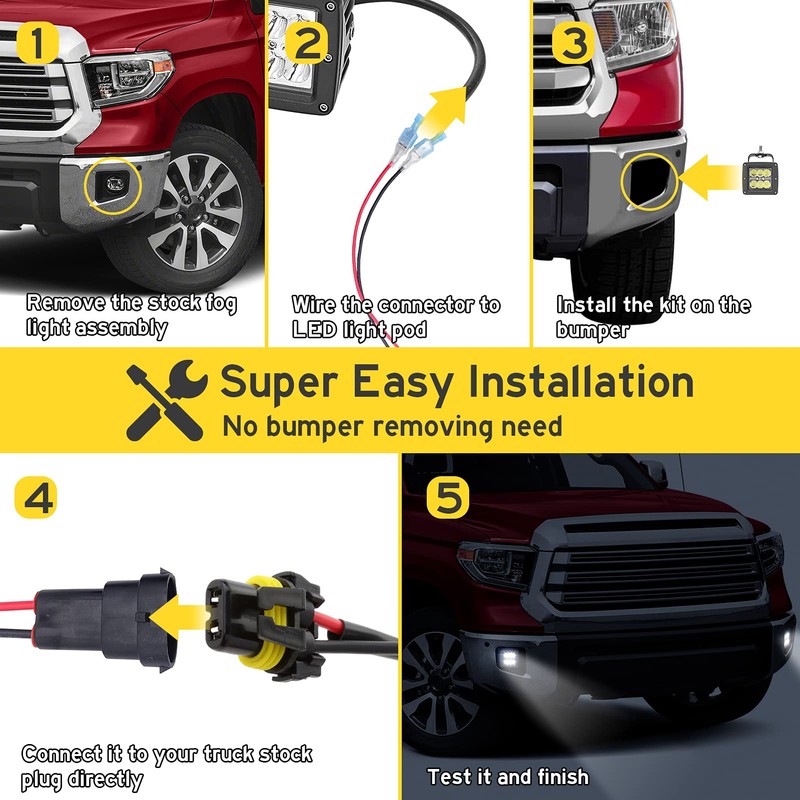 4x 3 inch 24W LED Fog Light Pods with Plug