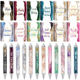 Supervitae 48 Pcs Mini Inspirational Notebooks Pens Bulk Motivational Notepads Gifts Positive Affirmation Quotes Pocket Journal for Students Teacher Coworker Women School Office(Marble Style)