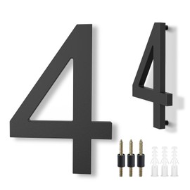 DEWEL Acrylic House Numbers, 20.3 cm / 8 Inch Large House Number, 3D Effect Door Number in Modern Style, Weatherproof, for Outdoors, Door, Mailbox, with Screws (Black, Number 4)