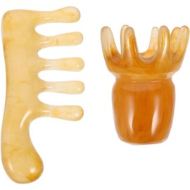Mobestech Peine De Masaje Para Cuero Cabelludo De Cera De Abejas 2 Piezas Herramienta Gua Sha Para Cabeza Cuello Y Espalda Cuidado Del Cabello En Casa