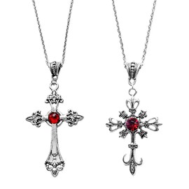 NIDHFG 2 Pieces Cross Necklace, Gothic Jewelry, Vintage Rhinestone Necklace, Clothing Accessories, Creative Personality Jewelry.