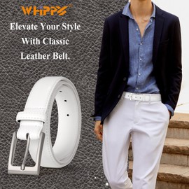 WHIPPY Men's Casual Leather Belt Fashion Leather Dress Belt Classic Every Day Jeans Belt for Men Work Business