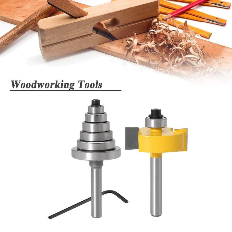 Mesee 1/4 Inch Shank Rabbeting Router Bit with 6 Bearings