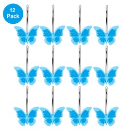 AGPTEK Shower Curtain Hooks,Decorative Butterfly Hooks for Bathroom, Baby Room, Bedroom, Living Room Decor (Blue)
