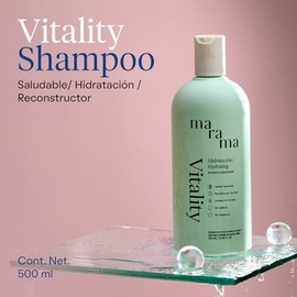 MARAMA | Vitality Shampoo sin Parabenos - Aloe Vera - 500 ml | Fortalece - Tratamiento para pelo Maltratado - Suavizante | Anti Frizz Cabello | Vegano