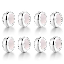 GW Charms Stopper 925 Sterling Silver for Bracelet with Rubber Clip Stopper Charms for Bead Charm Bracelet Pendant Spacer, Sterling Silver