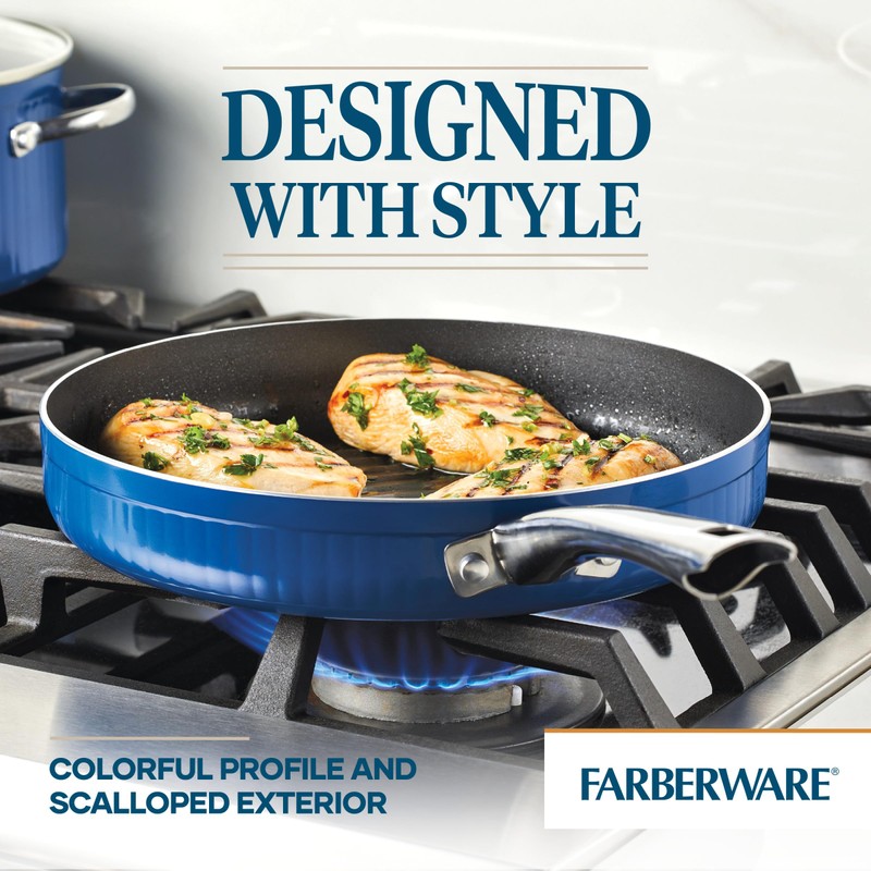 Farberware Style Nonstick Cookware Deep Round Grill Pan/Griddle, Dishwasher Safe,