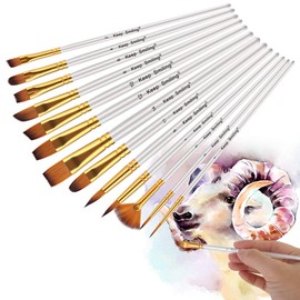 Paint Brushes,Professional Fine Tip Paint Brush Set Round Pointed Tip Nylon Hair artist acrylic brush for Acrylic Watercolor Oil Painting (White-13set) Black-12