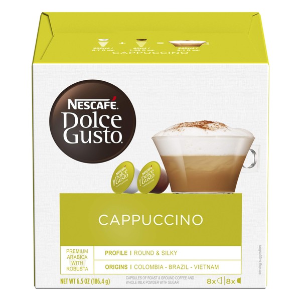 Nescafe Dolce Gusto Coffee Pods, Cappuccino, 16 capsules, Pack of 3