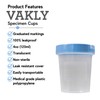 Vakly Specimen Cups With Leak Proof Screw on Lids -