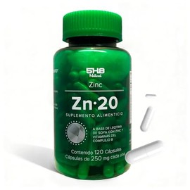 Zinc 20 mg Con Vitamina B6, B1 + Lecitina de Soya - 120 Capsulas - Bienestar. Vitalidad Y Rendimiento - ZN20-5H8 NUTRITION