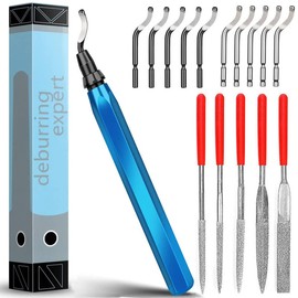 Heeieuk Metal Handle Hand Deburring Tools with 11 Piece Replacement and 5 Diamond File Set for Cutting & Polishing 3D Printer, Plastic, Aluminium and Stainless Steel