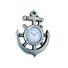 Silver Ship Wheel and Anchor Wall Clock 15" - Nautical