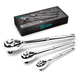 PHIRAH 3-Piece Ratchet Set, 1/4", 3/8", 1/2" Drive Ratchet Wrench, 72-Tooth Quick-Release Reversible Socket Wrench,CR-V Handle,Teardrop Head,EVA Storage