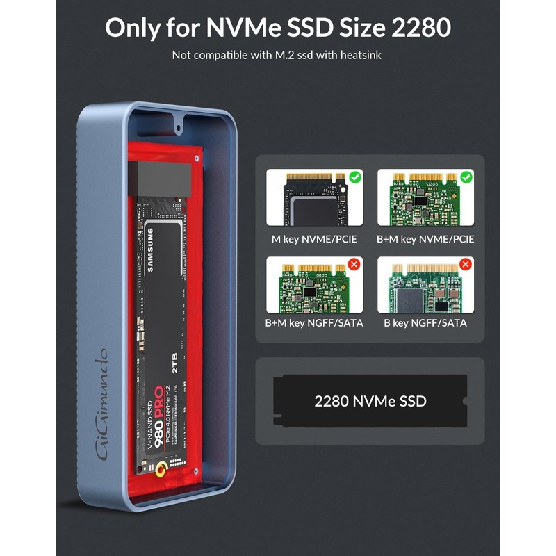GiGimundo AJM40C Ultra-Fast 40Gbps External SSD Enclosure - Compatible for