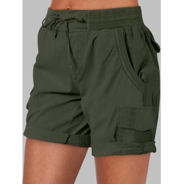 ANRABESS Womens Summer Shorts 2025 Dressy Casual Hiking Cargo Shorts Trendy Outdoor Outfits 6 Pockets Army Green Large