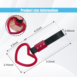 2PCS Heart-Shaped Car Handle Straps, Auto Grap Handle Warning Pull Ring, Heart Decor for Car, SUV, Subway, Bus