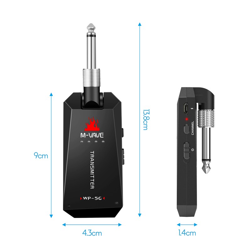 M-VAVE WP-5G Wireless 5.8G Guitar System Rechargeable Audio Transmitter and