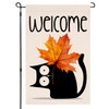 BLKWHT Fall Cat Garden Flag 12x18 Vertical Double Sided Welcome
