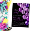 Purple And Black Birthday Party Invitations With Envelopes