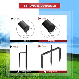 EXCMARK 2 Pack Shepherd Hook 48 inch 1/2 inch Thick Use at Weddings, Hanging Solar Lights, Lanterns, Bird Feeders, Metal Hanger Hook. (Black, 48 inch) U.S. Patent.