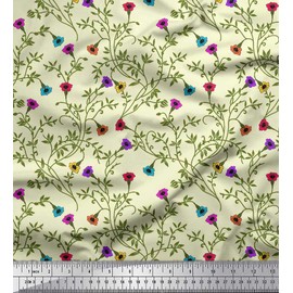 Soimoi Cotton Canvas Fabric Leaves & Floral Artistic Decor Fabric Printed metre 42 Inch Wide
