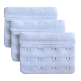 Chanie Women's Pack of 3 Soft Comfortable Extension 4 Hooks Bra Extenders 5.8 cm x 7.6 cm, White