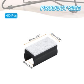 PATIKIL Rectangle U Shaped Chair Leg Tips Caps with Felt Pads, 50 Pack Slide Smoothly Furniture Feet Floor No Scratches No Noise Protectors Protect Hardwood Floors Fit Dia 19 mm Leg, Gray