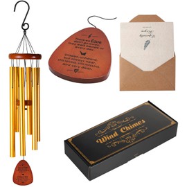 Memorial Wind Chimes for Loss of Loved One – Sympathy Wind Chimes for Dad, Mom, Baby, Brother, or Friend – Outdoor Bereavement Gift, Gold (Teardrop Design)