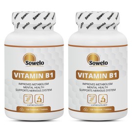 Sowelo - Vitamin B1, 120 Tabletten, mit 100 mg Vitamin B1 (Thiaminhydrochlorid) in Einer Tablette, Starkes Antioxidans, Verringert die Müdigkeit und Verzögert die Alterungsprozesse (2-Pack)