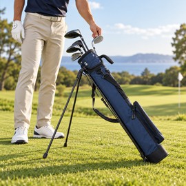 Lightweight Golf Stand Bag for Club Carrying – Waterproof Nylon Case with Kickstand for Practice and Travel