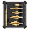6Pcs Titanium Plated Step Drill Bit Center Punch Straight Flute