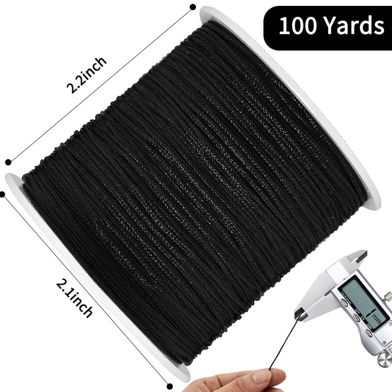 TONIFUL 1mm x 100 Yards Black Nylon Cord Satin String