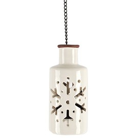Blossom Bucket Round Hanging Snowflake Lantern, Cream