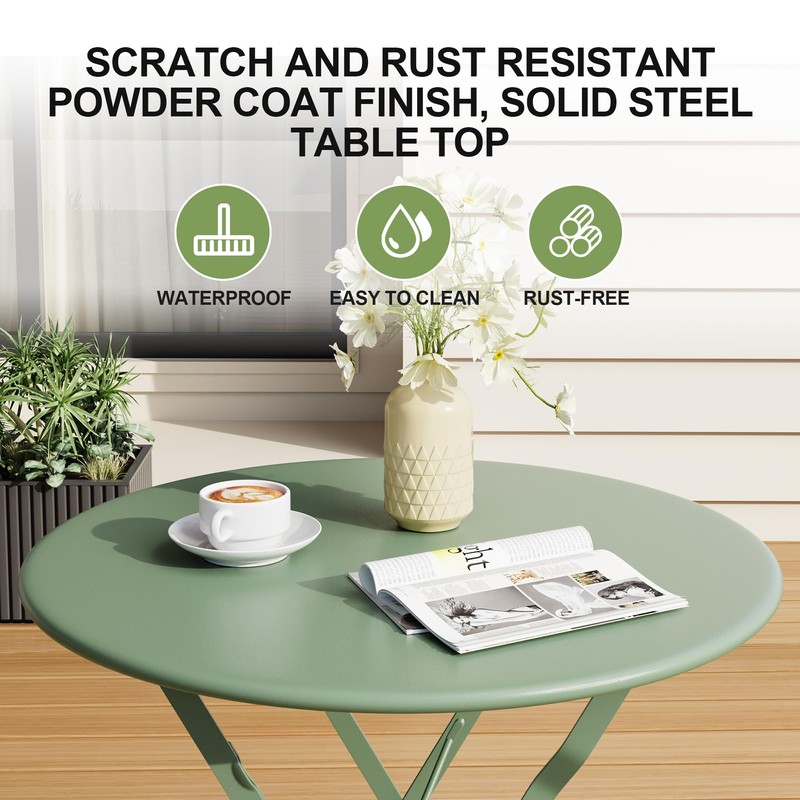 ELETHEBIA Outdoor Patio Chair - Folding Bistro Set with 1