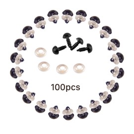 Amigurumi 100pcs 6mm Safety Eyes Plastic Animal Eyes Plush Black with Washers DIY Doll Eyes for Doll Making (6mm)