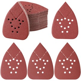 PMIQSA 100 Pieces Mouse Sander Pads 12 Holes Sanding Pads Hook and Loop Sander Sheets 40/80/120/240/400 Grits Sandpaper for Black and Decker Detail palm Sander Pads