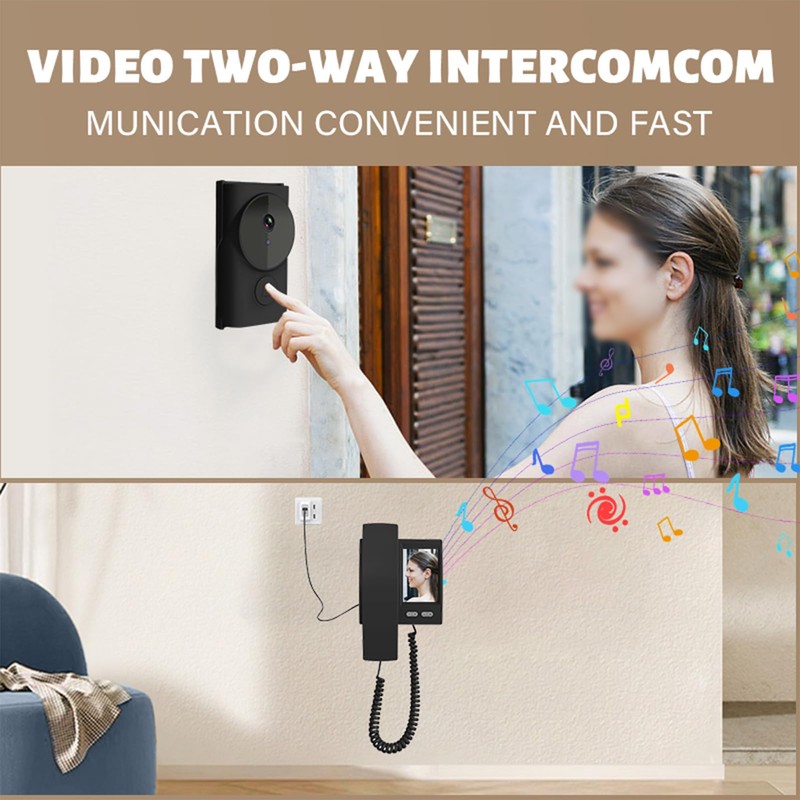 Video Door Phone System, 3.5 Inches IPS Screen Monitor Wireless