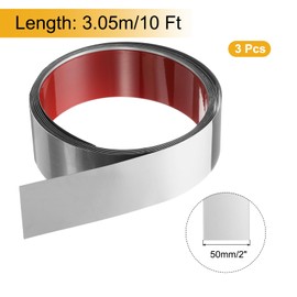 uxcell 3pcs Stainless Steel Wall Molding Trim, 10Ft x 0.98 Inch, Peel and Stick Metal Trim, Self-Adhesive Mirror Trim for Wall Ceiling, Fireplace, Mirror Edging, Mirrored Silver