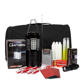 Emergency Zone Power Outage Emergency Kit - Deluxe | Power Outage Essentials w/Emergency Light for Hurricane Prep, Tornado Emergency Kit, Etc | Power-Loss Ready Emergency Supplies for The Dark