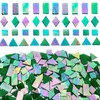 KALUCION Iridescent Green Mosaic Tiles for Crafts, 280 Pieces Mixed