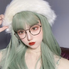 Eileen Semi-Long, Light Green Wig, Women’s Wig, Straight, Natural, Harajuku, Popular, Small Face, Cute, Net Included