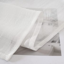 MIULEE Set of 2 Voile Curtains, Sheer Linen Curtain with Eyelets, Transparent Linen Look Curtain, Eyelet Curtain, Living Room Window Curtain, Translucent Decorative Curtain for Bedroom, 140 x 185 cm