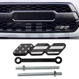 TRD Grille Decor Badge Tri-Color Emblem Diamond Compatible with Toyota 4Runner Tacoma Tundra & Other Mesh or Slotted Grille (Black American Flag)