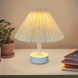 LEDHOLYT Table Lamp, Foldable Desk lamp with Stepless Dimming, 3 Color Modes, USB-C Rechargeable, Portable Bedside Desk Light for Home Office Reading Decorative (Beige)