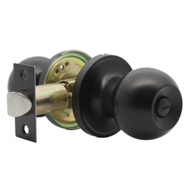 Probrico Matte Black Bath/Bed Door Knobs Round Privacy Door Knobs for Bedroom Bathroom Keyless Stainless Steel Interior Lockset (1 Pack)